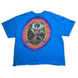 Y2K Grateful Dead Liquid Blue Bertha Skeleton Rose Graphic T-Shirt 3XL